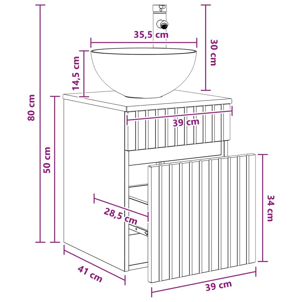 Mobile lavabo da parete Bianco Lucido 39 x 41 x 64,5 cm 890556