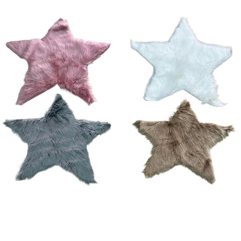 Trade Shop - Tappeto Cute Stella Pelliccia Fluffy Vari Colori Living Stanza Da Letto 90x90 Cm -