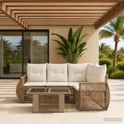 Set Divano da Giardino 5 pz Beige e Bianco Crema polyrattan 3436941
