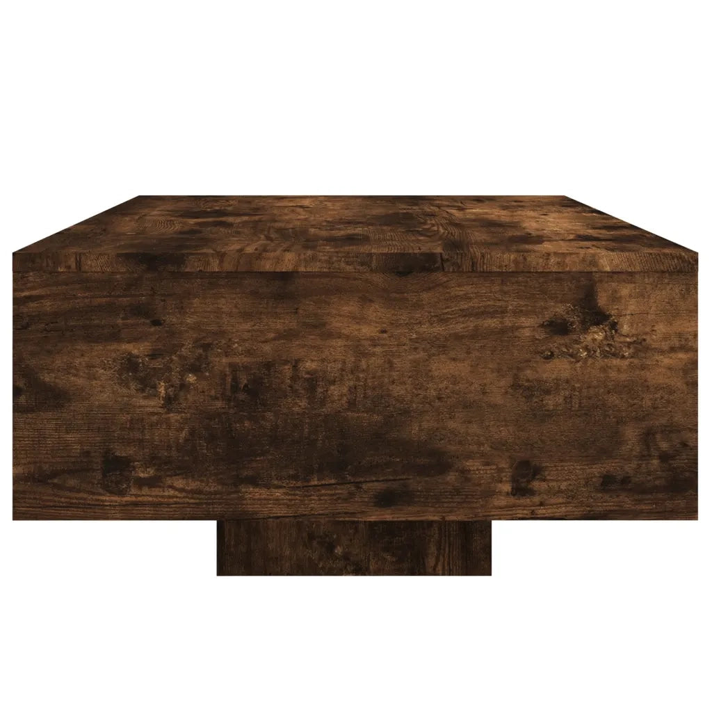 Tavolino da Soggiorno con Luci LED Rovere Fumo 85x55x31 cm 836613