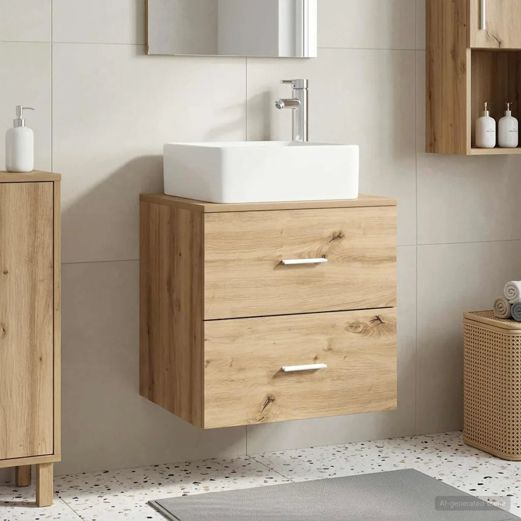 Mobile Lavabo da Parete Rovere Artigianale 53 x 34,5 x 63 cm 890293