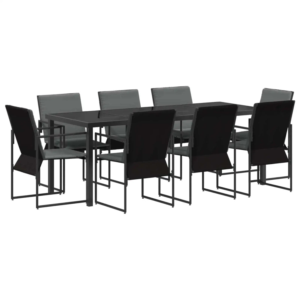 Set da Pranzo per Giardino 9 pcs Nero e antracite