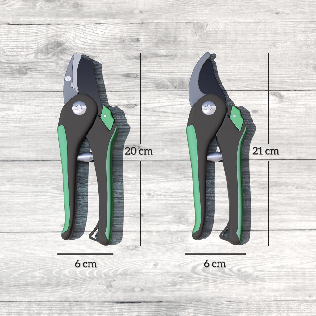 Set Attrezzi da Giardino 2 Pezzi ¨C Xylo ¨C Metallo con Forbici da Potatura Verde Nero