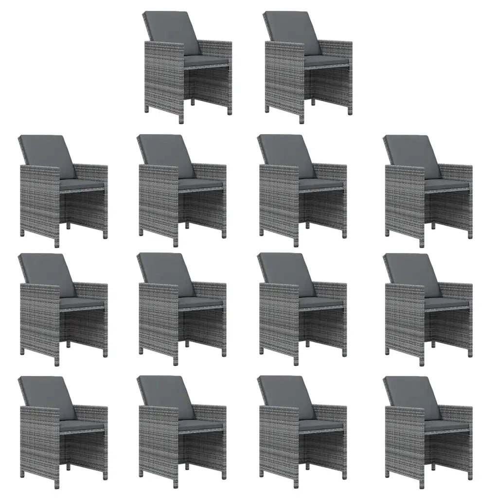 Set Pranzo da Giardino 15 pz con Cuscini in Polyrattan Grigio 3095591