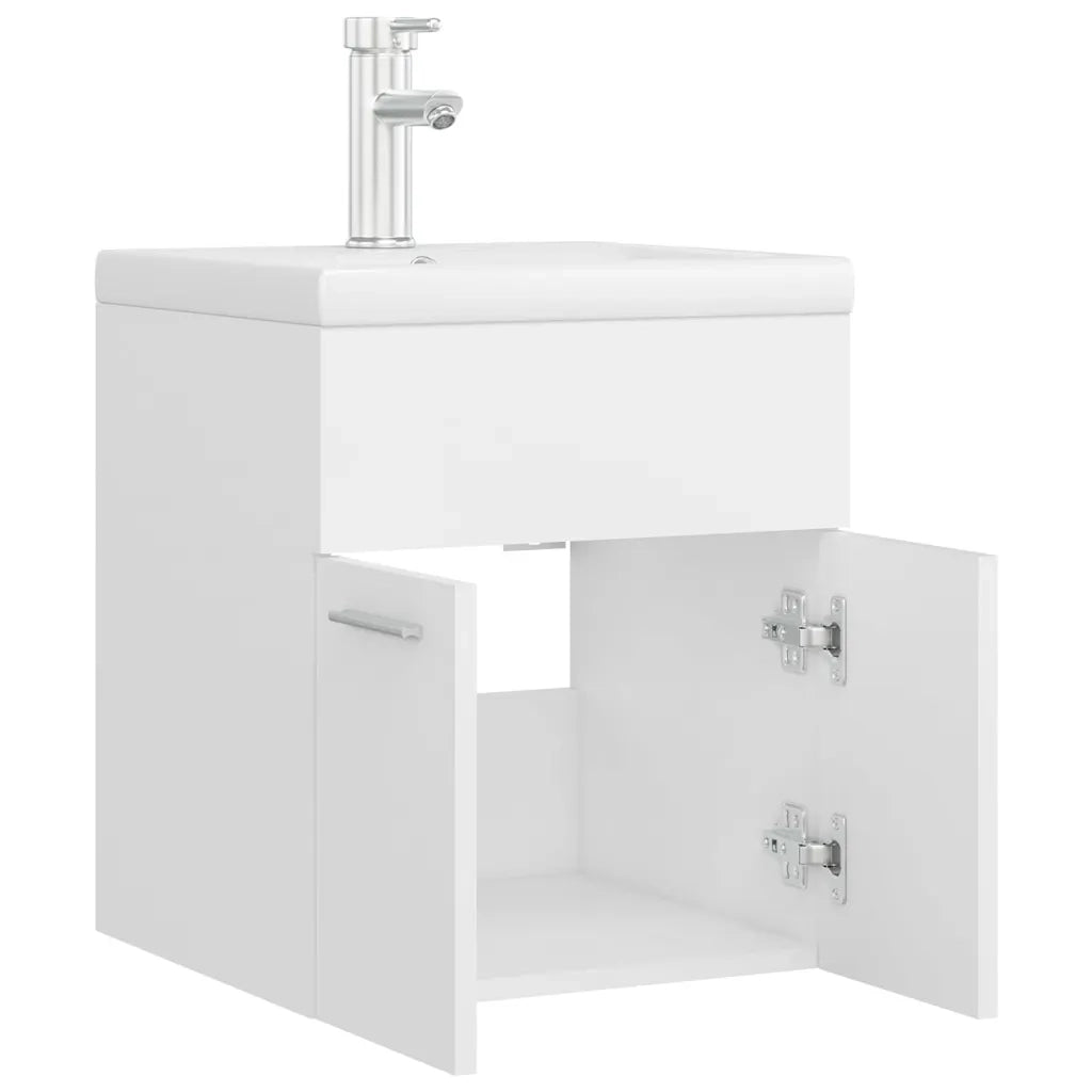 Mobile Bagno con Lavabo Integrato-Lavandino-Lavabo Bianco in Legno Multistrato 557304