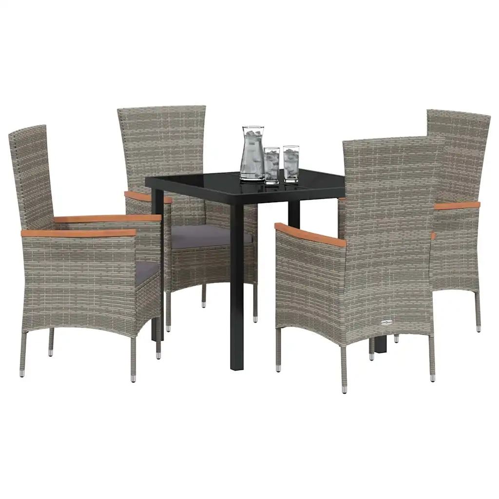 Set da Pranzo per Giardino con cuscino 5 pcs Grigio 3379430