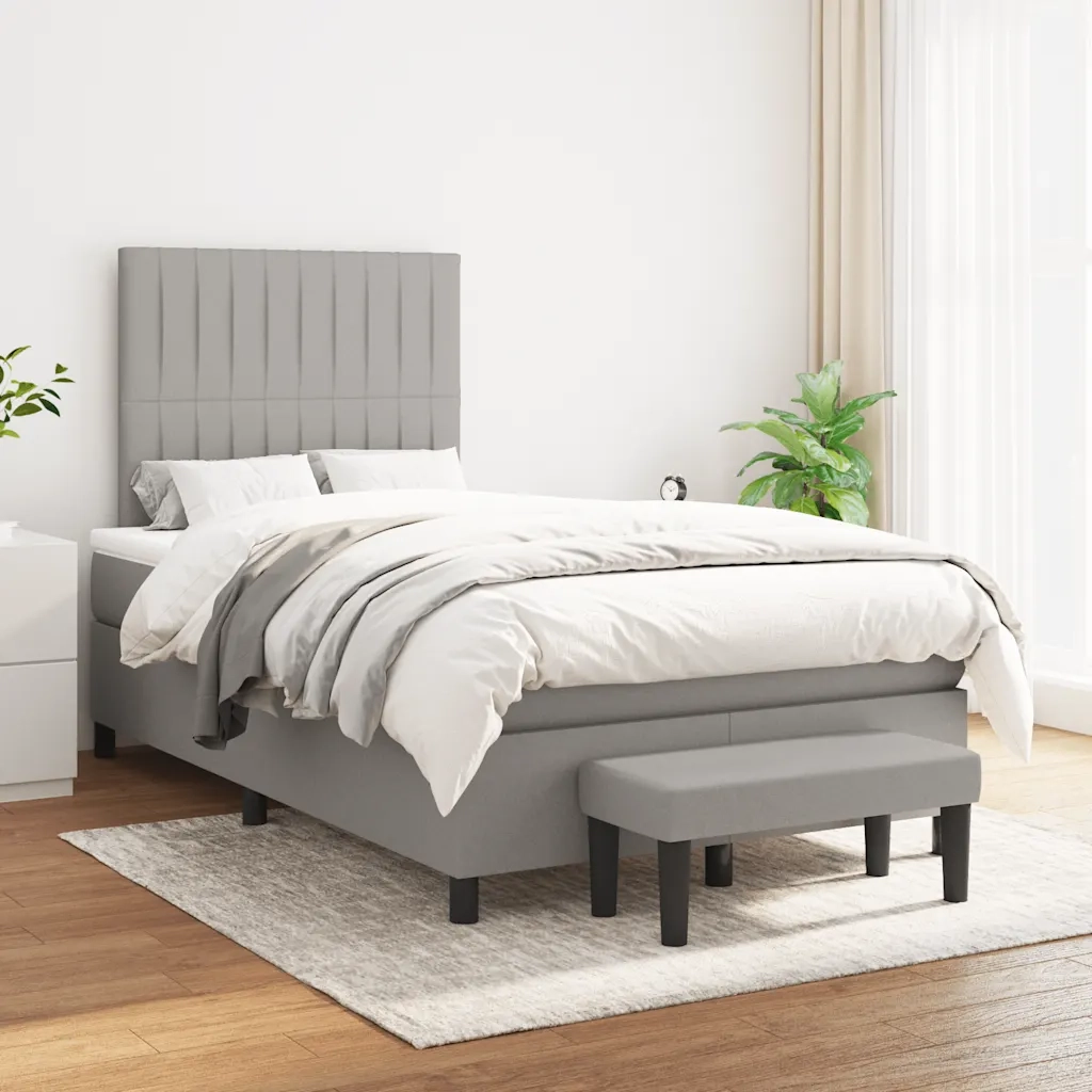 Giroletto a Molle con Materasso Grigio Chiaro 120x190cm Tessuto 3270369