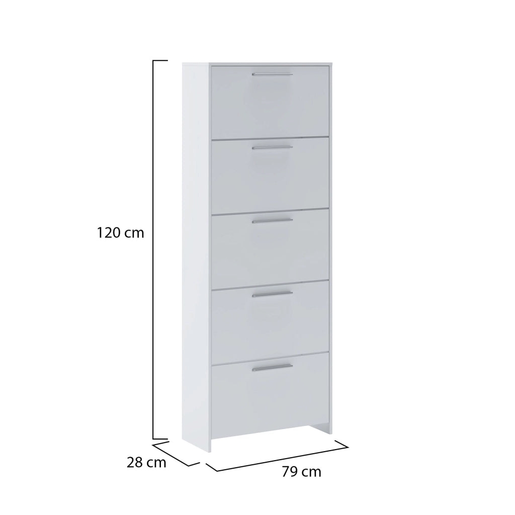 Mobile Portascarpe Ghisalba, Scarpiera 5 Ripiani, 69x28x187h cm Bianco
