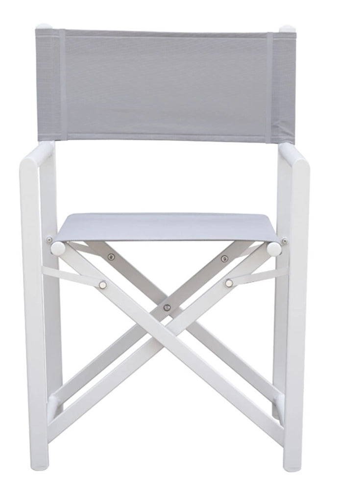 Sedia da regista Paros in alluminio e textilene Greenwood Colore: Bianco e grigio chiaro, Materiale: Alluminio