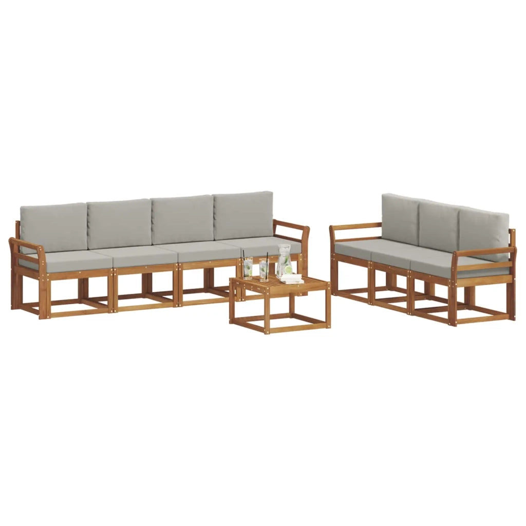 Set di divani da esterno 8 pcs Grigio Naturale e Chiaro 3366114
