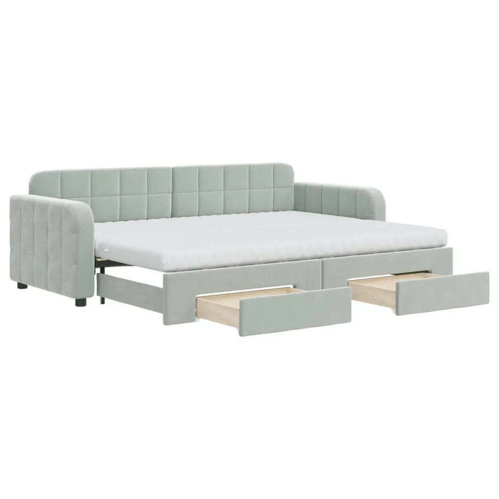 Divano Letto Estraibile Cassetti Grigio Chiaro 80x200cm Velluto 3196994