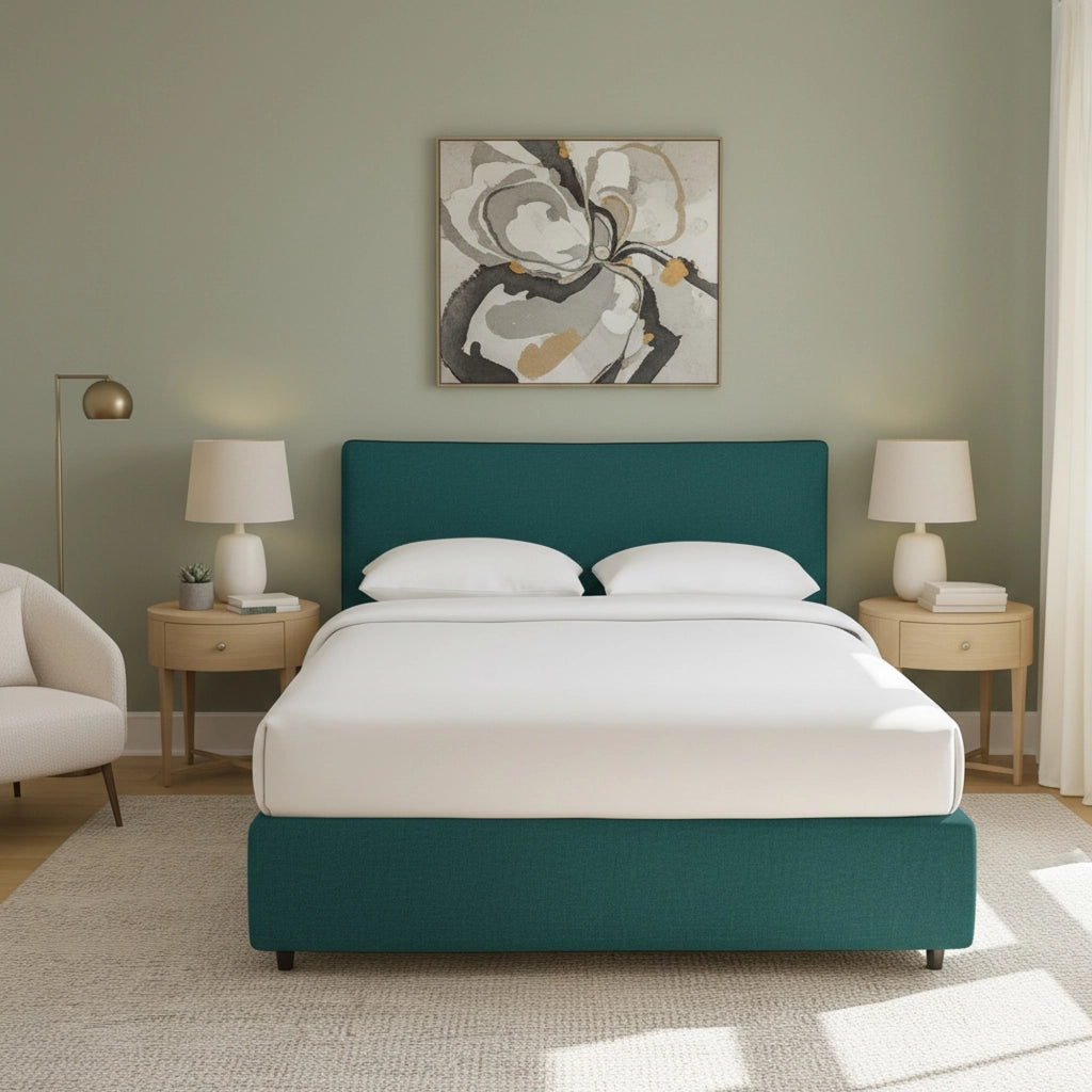 Louth, Letto Singolo Sfoderabile Made in Italy, Verde Petrolio