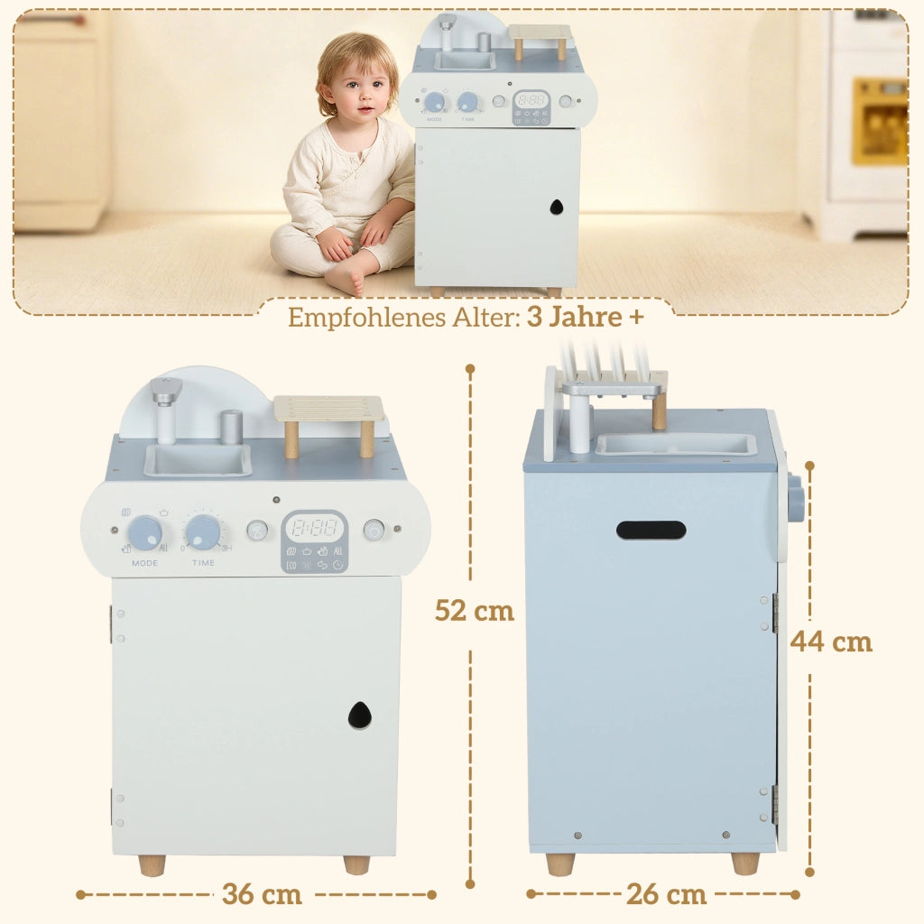 Cucina Giocattolo per Bambini con Lavastoviglie ¨C zephmum ¨C 32 Accessori MDF Legno Colore Blu
