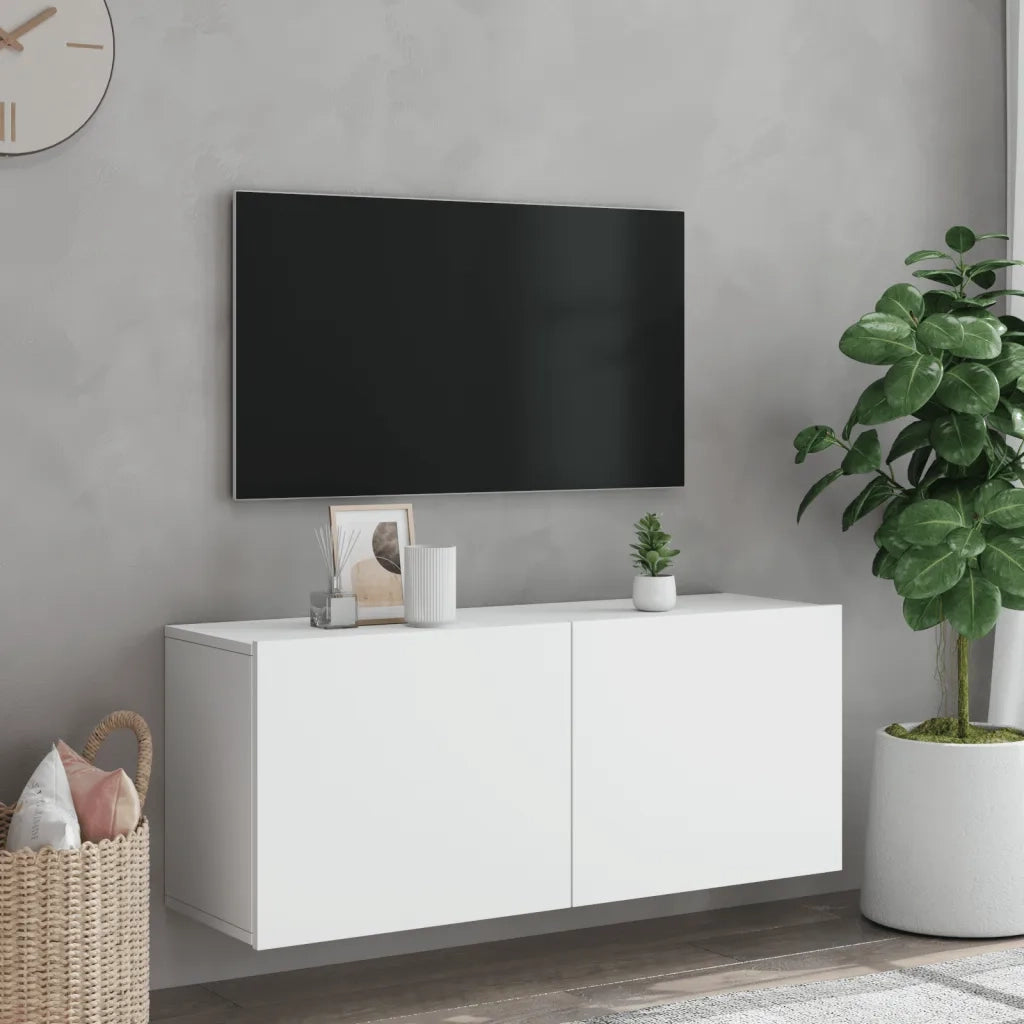 Mobile TV a Parete-Mobile TV a Muro Bianco 100x30x41 cm