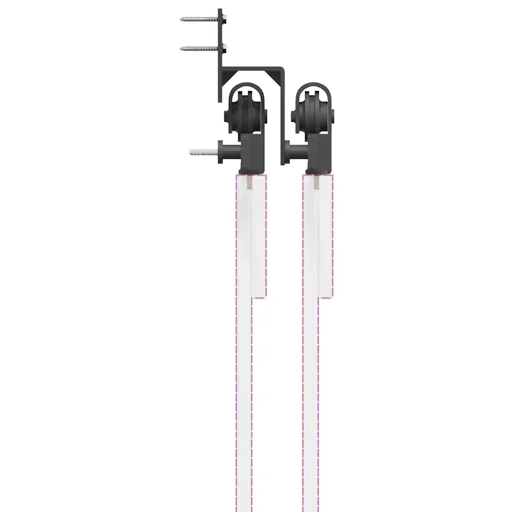 Kit di Binari per Porte Scorrevoli 366 cm Acciaio Nero CFW6097727