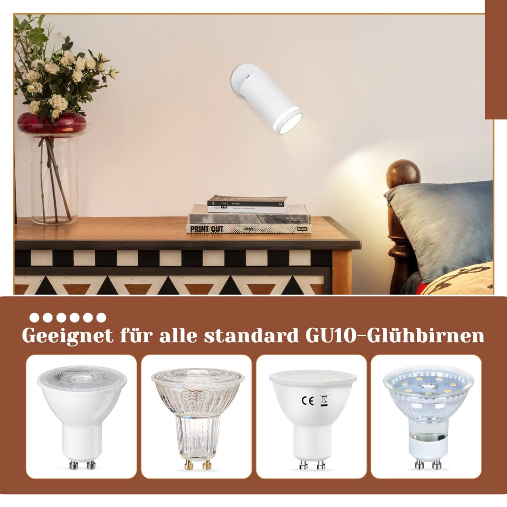 ZMH Faretto da soffitto bianco 1 lampadina moderna GU10 orientabile interno in metallo