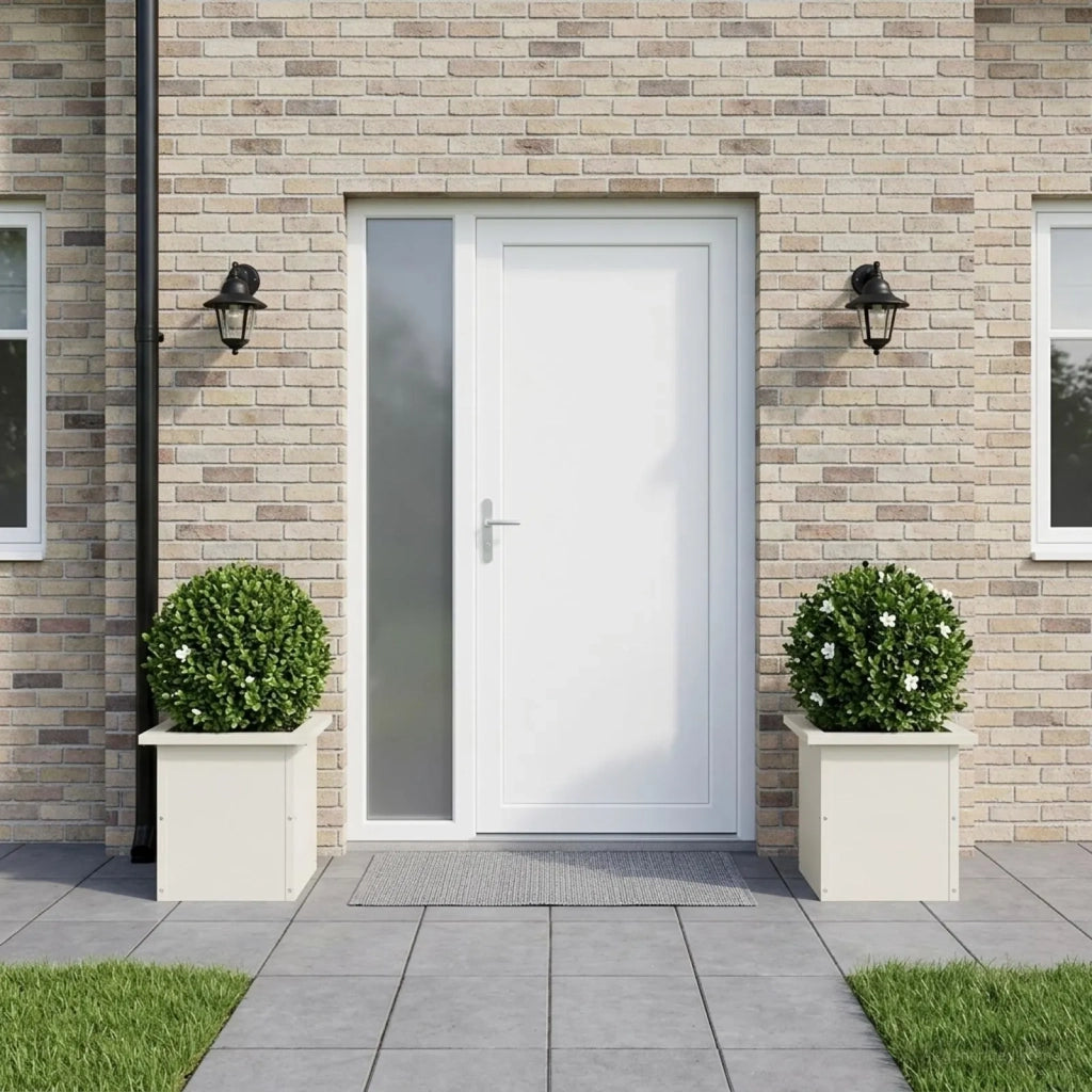 Fioriera da giardino con LED 2 pz Bianco 30 x 30 x 30 cm 8008059