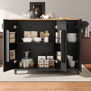 ISOLA CUCINA 130x45(75)x92 cm in MDF Nero con ruote