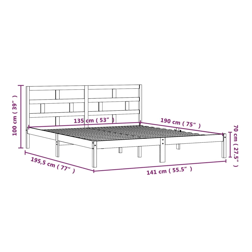 Giroletto-Struttura Letto 135x190 cm Double in legno Massello 526599