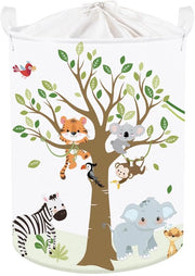 Cassettino Forestale Animale per Bambini con Manico Raccogliabiti Riutilizzabile per Abbigliamento Giocattolo per Ragazzi e Ragazze Cassettino per Bambino per Camera da Bambino e Bagno, Tigre e Koala, 36*45 cm