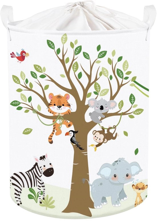 Cassettino Forestale Animale per Bambini con Manico Raccogliabiti Riutilizzabile per Abbigliamento Giocattolo per Ragazzi e Ragazze Cassettino per Bambino per Camera da Bambino e Bagno, Tigre e Koala, 36*45 cm
