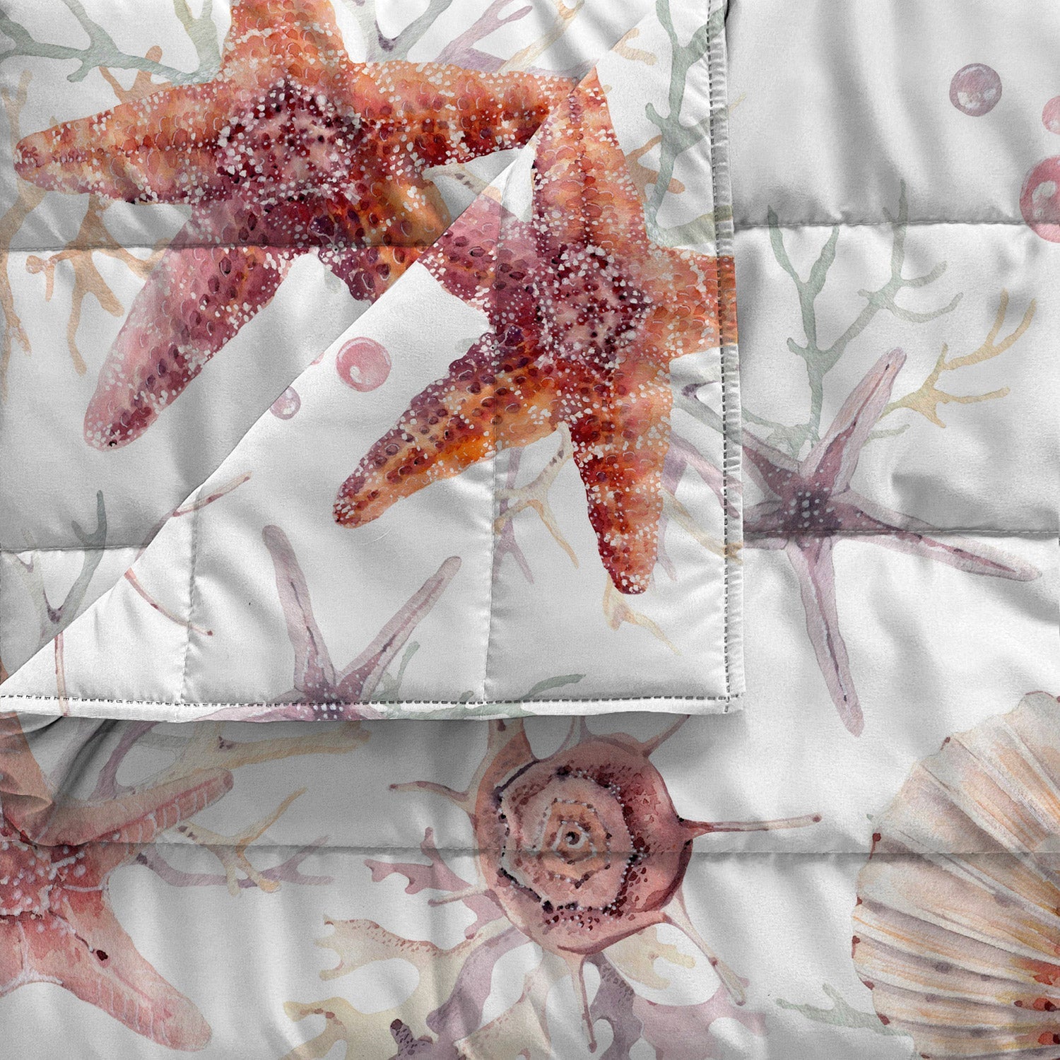 Trapuntino Estivo Matrimoniale in Microfibra 100 gr con Stampa Starfish Basic