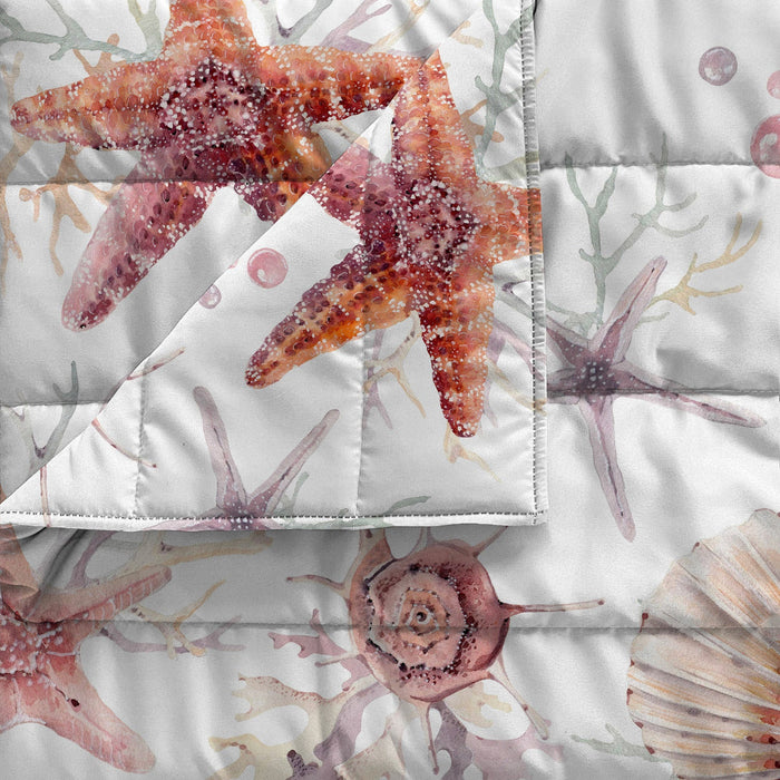 Trapuntino Estivo Matrimoniale in Microfibra 100 gr con Stampa Starfish Basic