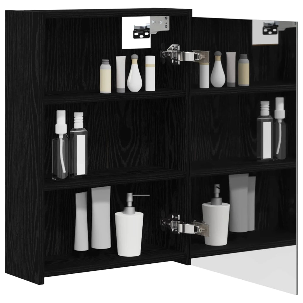 Mobiletto per specchio da bagno Rovere Nero 43 x 16 x 62.5 cm
