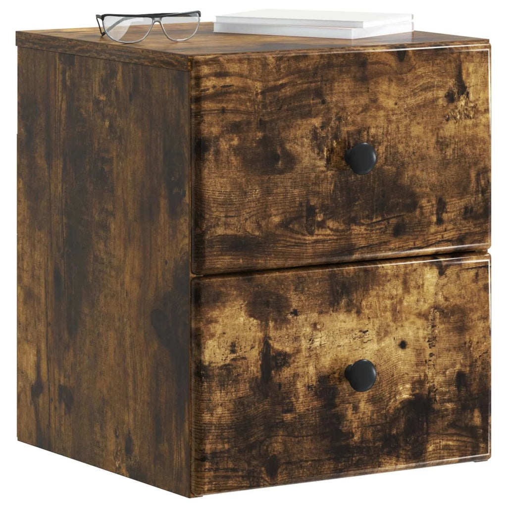 Mobiletto da notte a muro Rovere Fumo 34,5 x 33 x 40 cm 899155