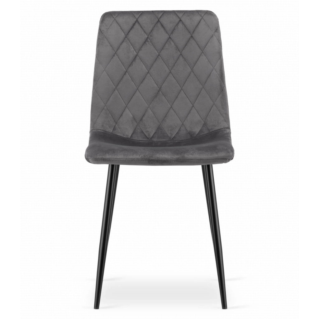 Sedia Turin in velluto grigio scuro con gambe in metallo