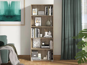 Biblioteca Urgnano, Libreria 4 Ripiani, 70x24.5x176.5h cm Marrone Rovere Grigio