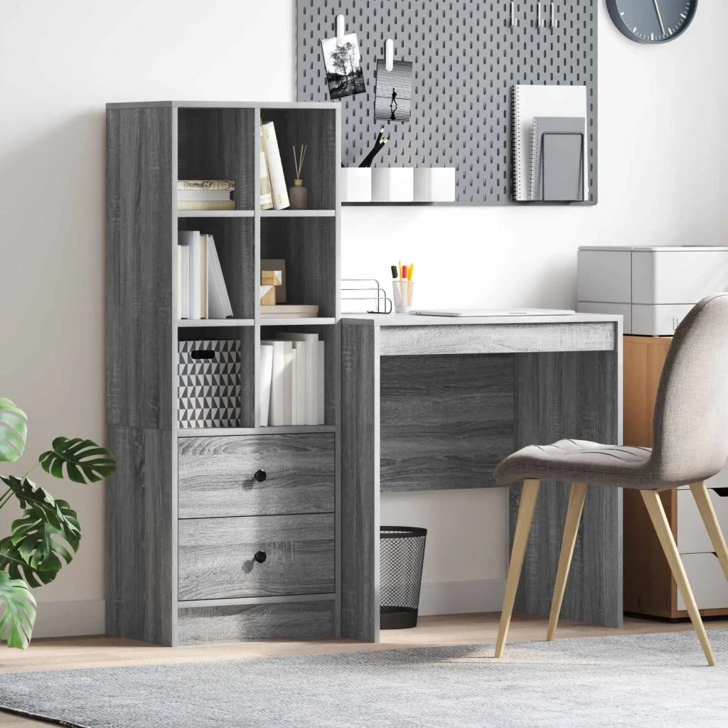 Scrivania con cassetto con lo scaffale 2 pcs Grigio Sonoma 3337350