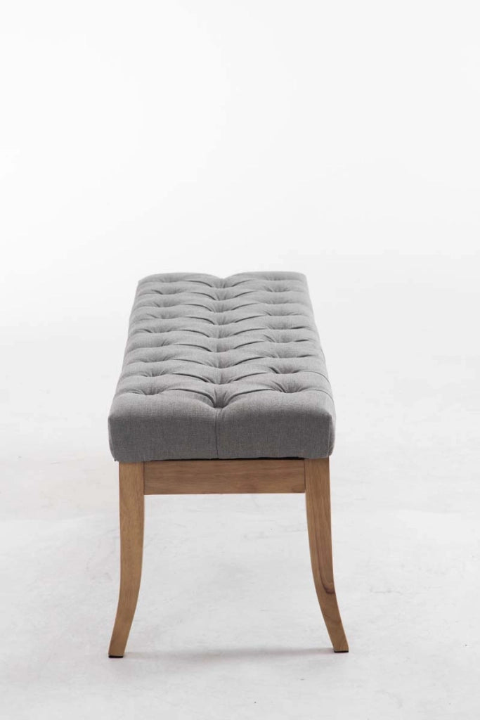 Panca design RAMSES in legno chiaro antico tessuto grigio,120 cm