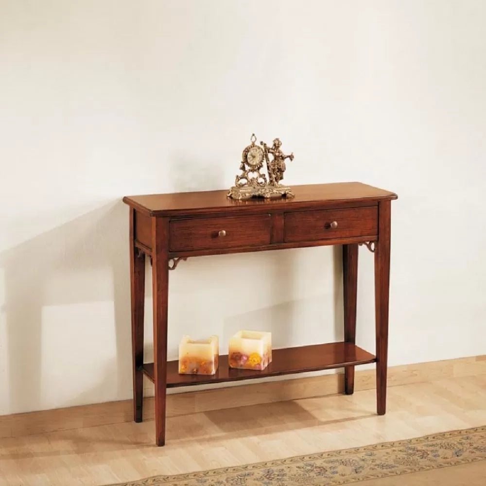 Consolle 2 cassetti in legno massello tinta noce l.90 p.31 h.77 - Mobili 2G