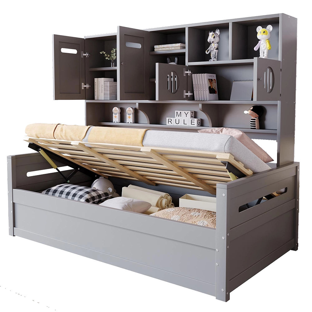 Divano letto legno 90x200cm?- Xylo - idraulico grigio
