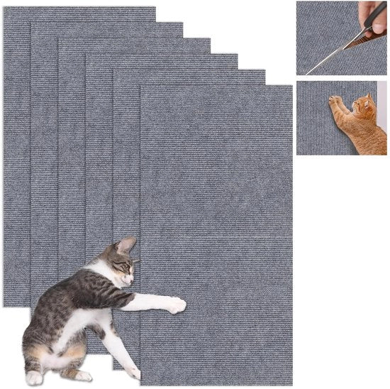 Pacchetto di 6 rampe autoadesive per gatti, 30 x 360 cm, protezione contro graffi per gatti, scala autoadesiva leggermente grigia per gatti, kit di protezione per gatti per la protezione di tappeti, divani e mobili.