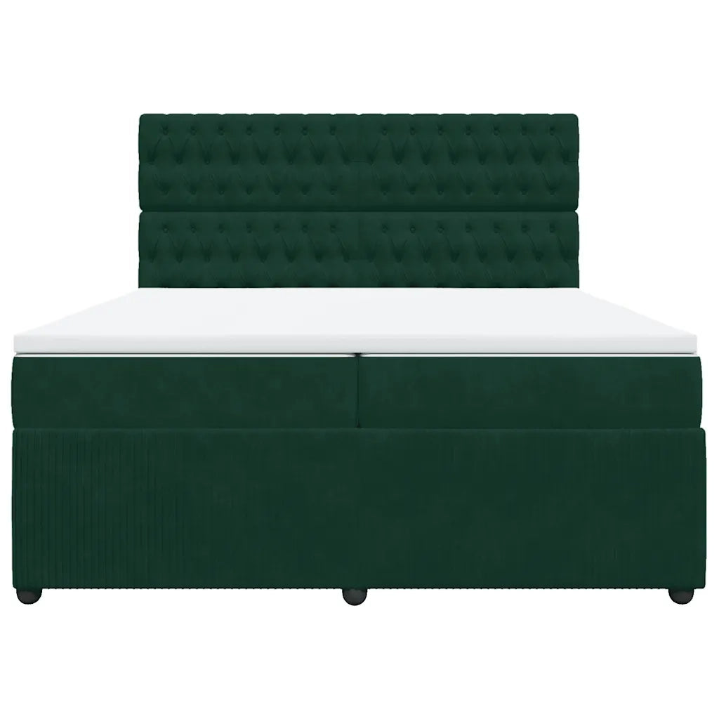 Giroletto a Molle con Materasso Verde Scuro 200x200 cm Velluto