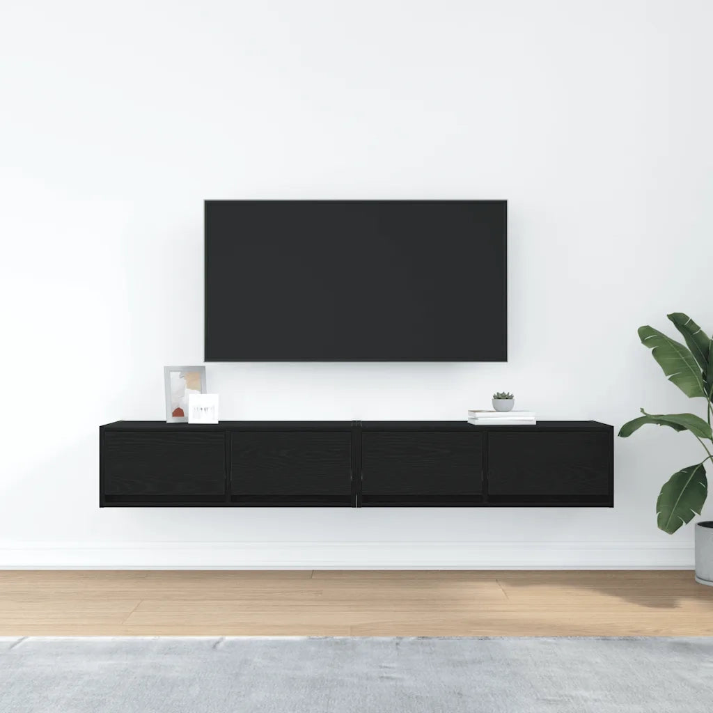 Mobili TV 2 pz Rovere Nero 80x31x25,5 cm in Legno Multistrato 861511