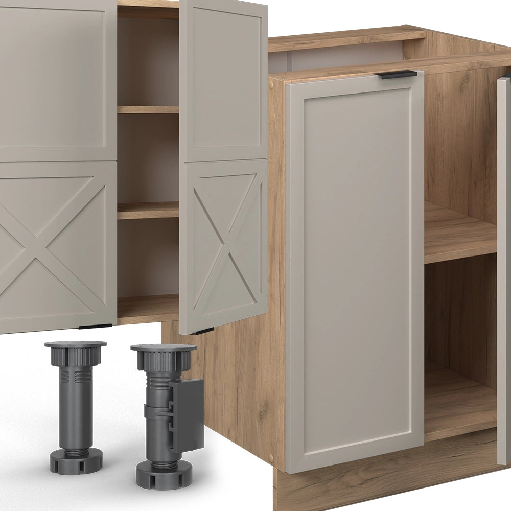 Vicco Cucina componibile Grigio/beige/rovere dorato 300 cm con armadio alto, PL Antracite