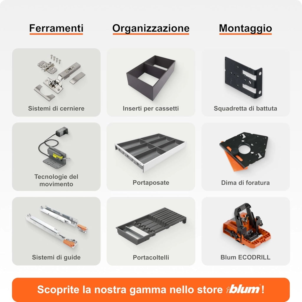 ECODRILL - Cerniere in un batter d'occhio, cerniere per armadi e mobili, aiuto per la lavorazione, nastro Ø = 35 mm, cerniera, foratura verticale