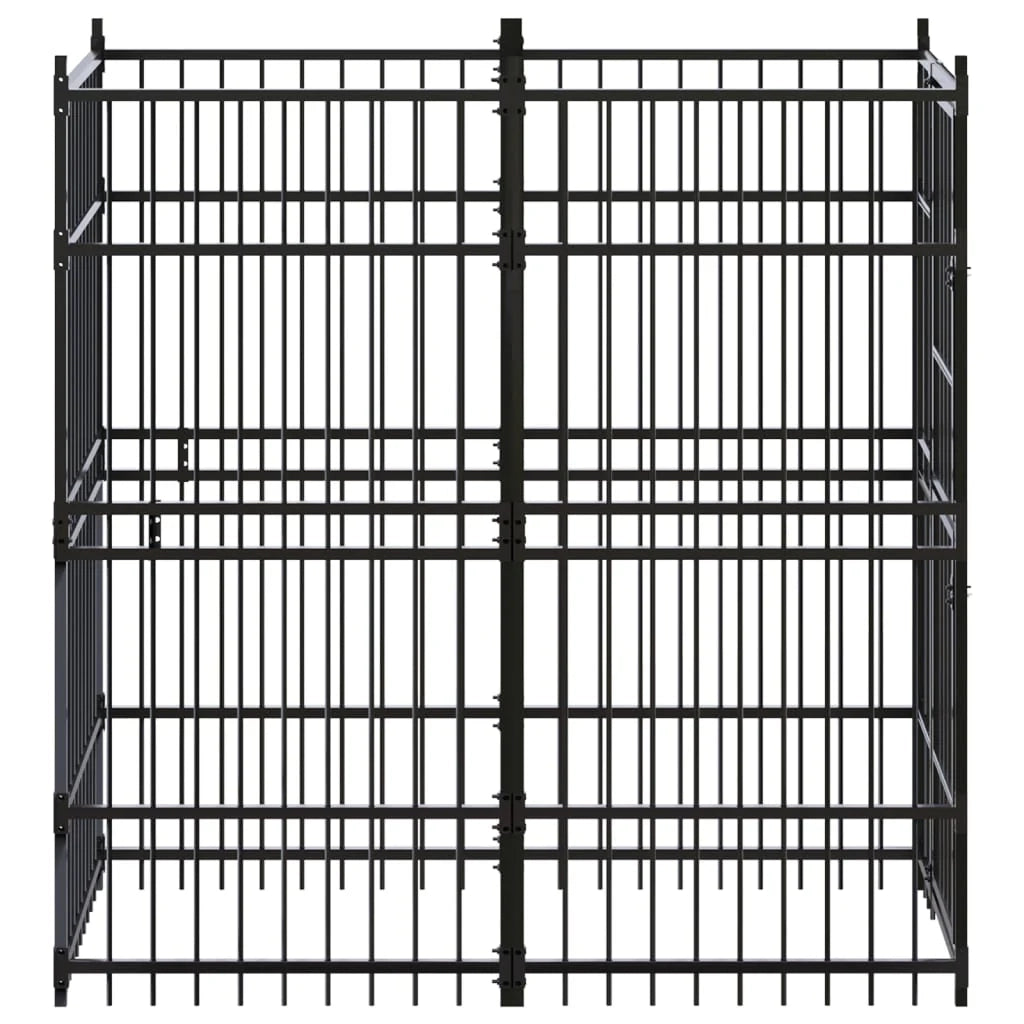 Cuccia/gabbia/recinto per cani da esterno acciaio 1,84 m² nero 02_0041776