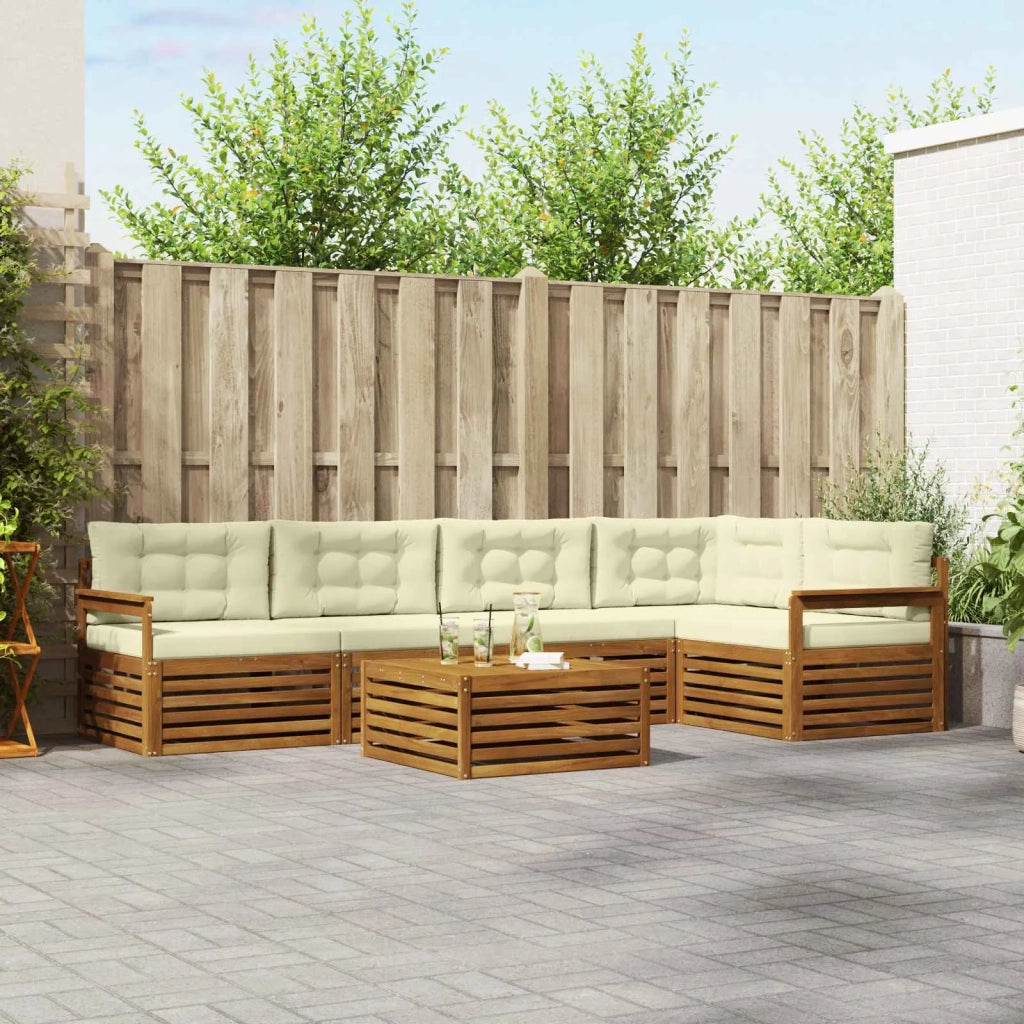 Set di divani da esterno con cuscino 6 pcs Naturale e Crema 3373485