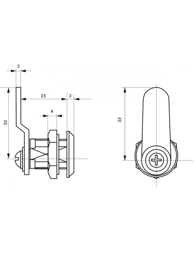 Cilindro con camma angolare a ore 12 per cassette postali, spessore da 0 a 12 mm – THIRARD