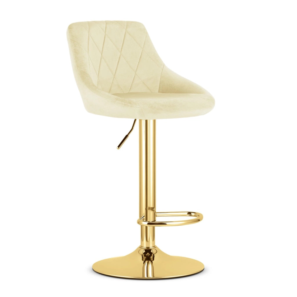 Sgabello girevole VALORA DAKA - Velluto beige con base dorata