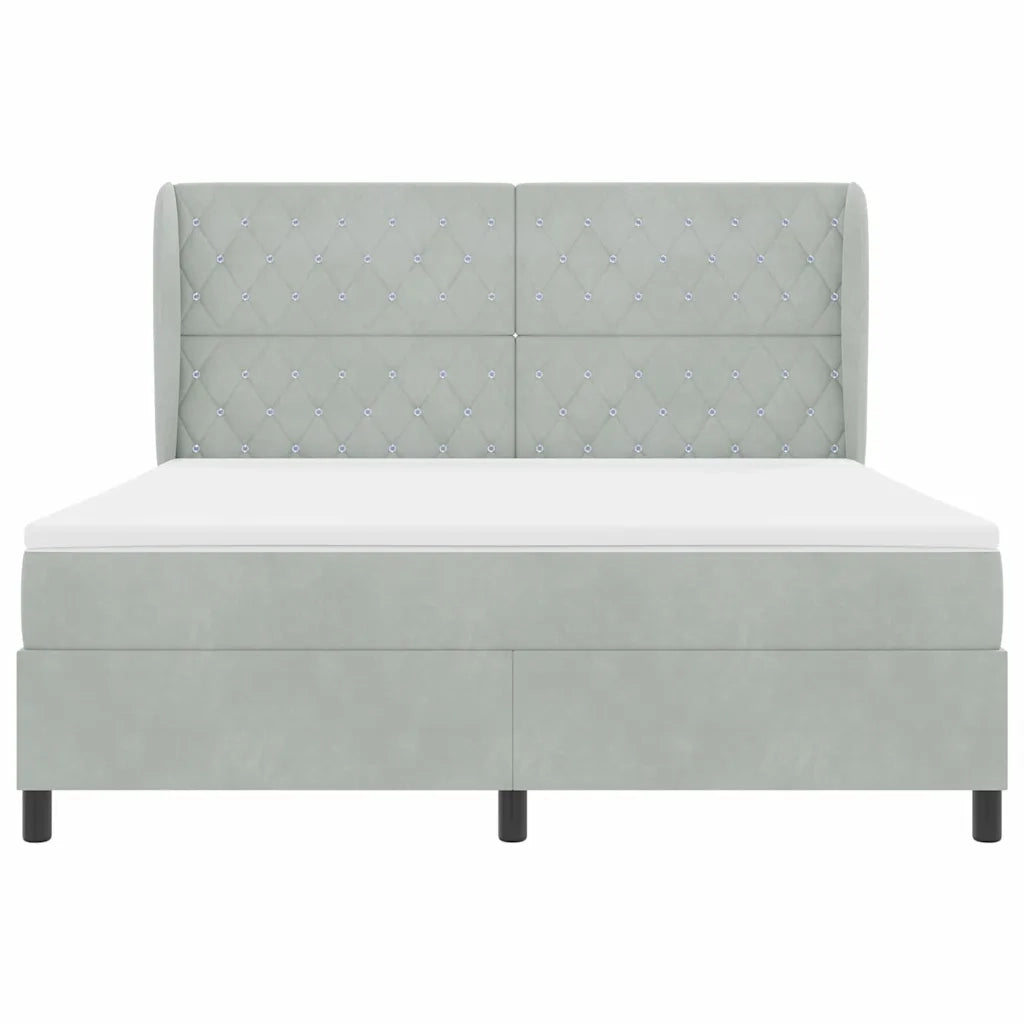 Letto a molle con materasso Grigio chiaro 200 x 180 cm Velluto 3340886