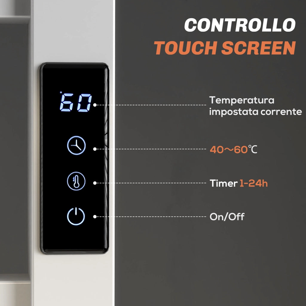 Scaldasalviette Elettrico Smart ¨C Xylo ¨C 10 Barre, Acciaio Inox, Timer LCD, 45x11x80 cm, Bianco
