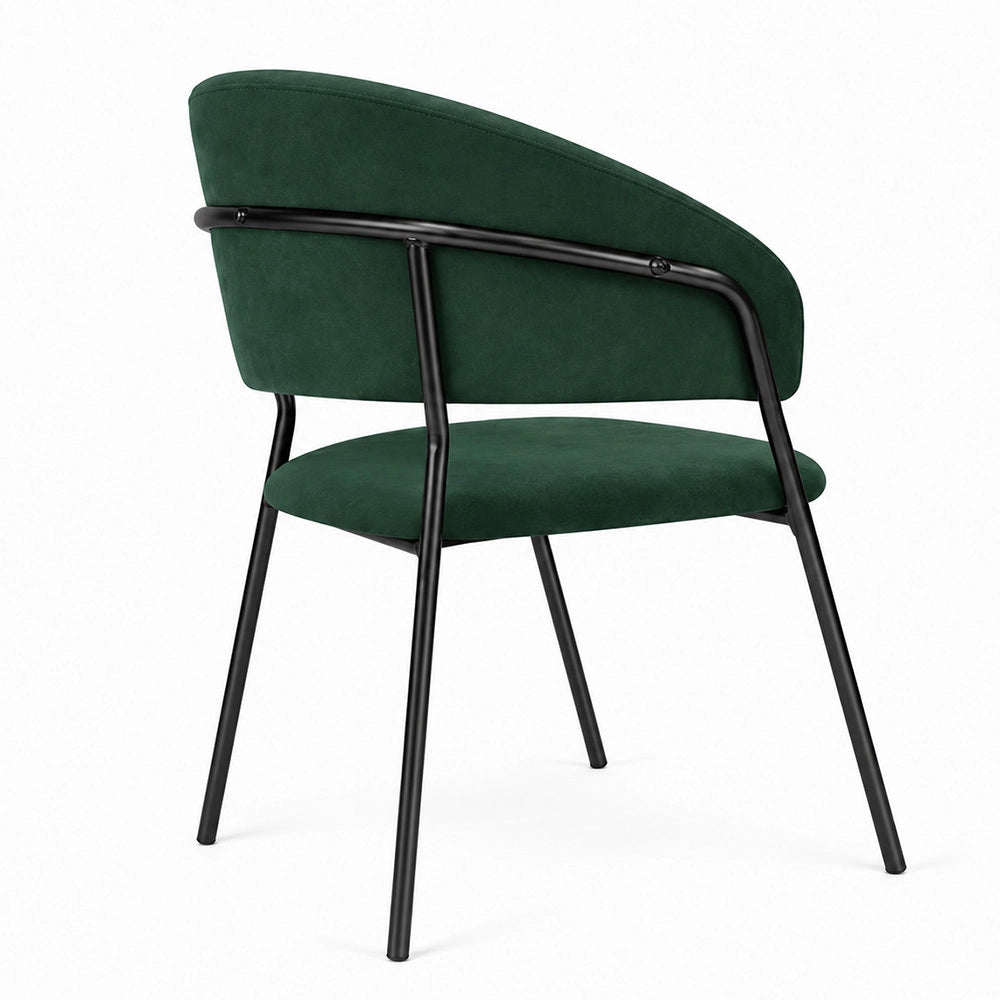 Sedie da sala da pranzo set da 2 Aurelia in velluto verde con gambe nere