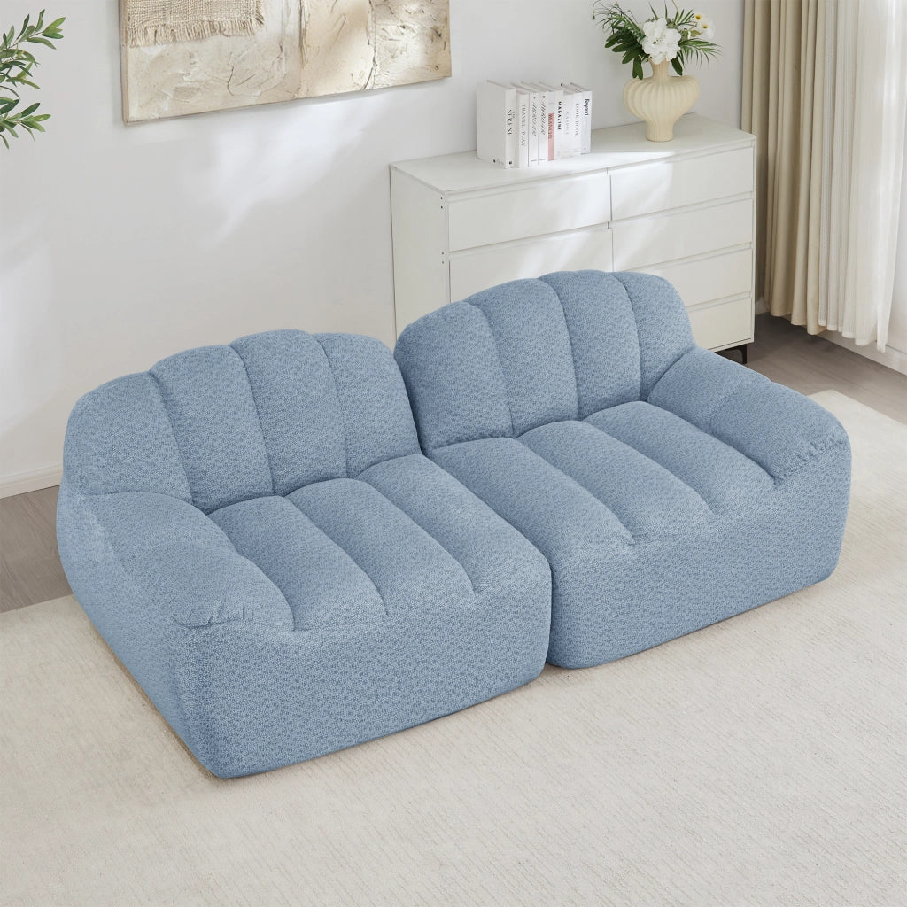 Divano modulare senza struttura con seduta profonda design ergonomico senza montaggio in pile granulato blu