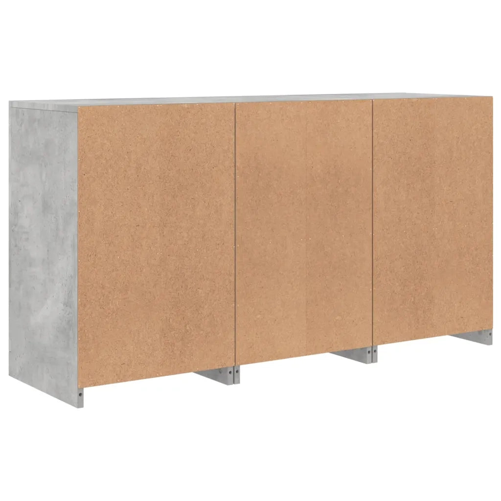 Credenza con Luci LED-Buffet-Armadio da cucina Grigio Cemento 123x37x67 cm 806973