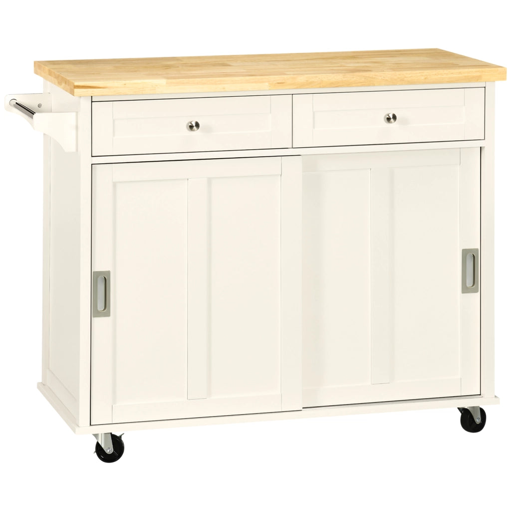 Isola Cucina con Cassetti e Armadietto ¨C Zephmum ¨C Bianco 110x49.5x89.5 cm